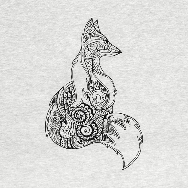 Zentangle monochrome fox by ComPix